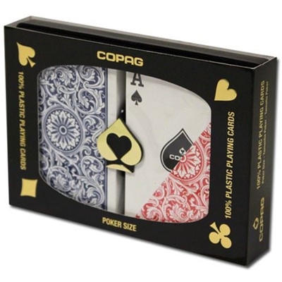 Jeu de 52 cartes POKER COPAG GOLD Edition 100% plastique Or/Rouge index Jumbo 