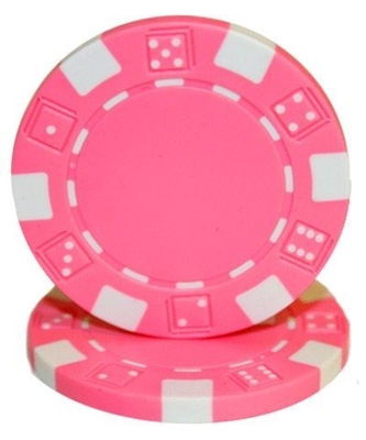Roll of 50 pink dice poker chips, 11.5 g each