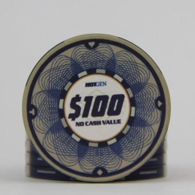 Picture of 12636-Ceramic Poker chip HotGen $100 /roll of 25