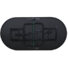 Underside of black 84-inch folding poker table with metal legs
