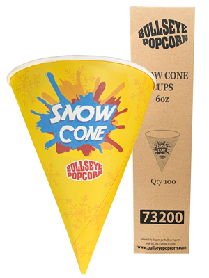 Picture of 6 oz Waxed Snow Cone Cups – Bullseye Popcorn (Pack of 100)