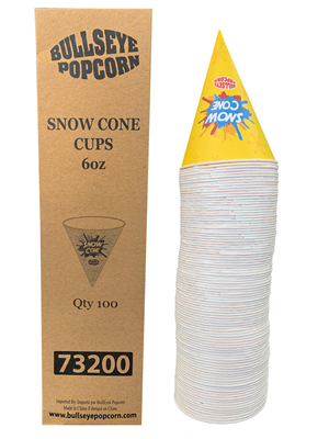Picture of 6 oz Waxed Snow Cone Cups – Bullseye Popcorn (Pack of 100)
